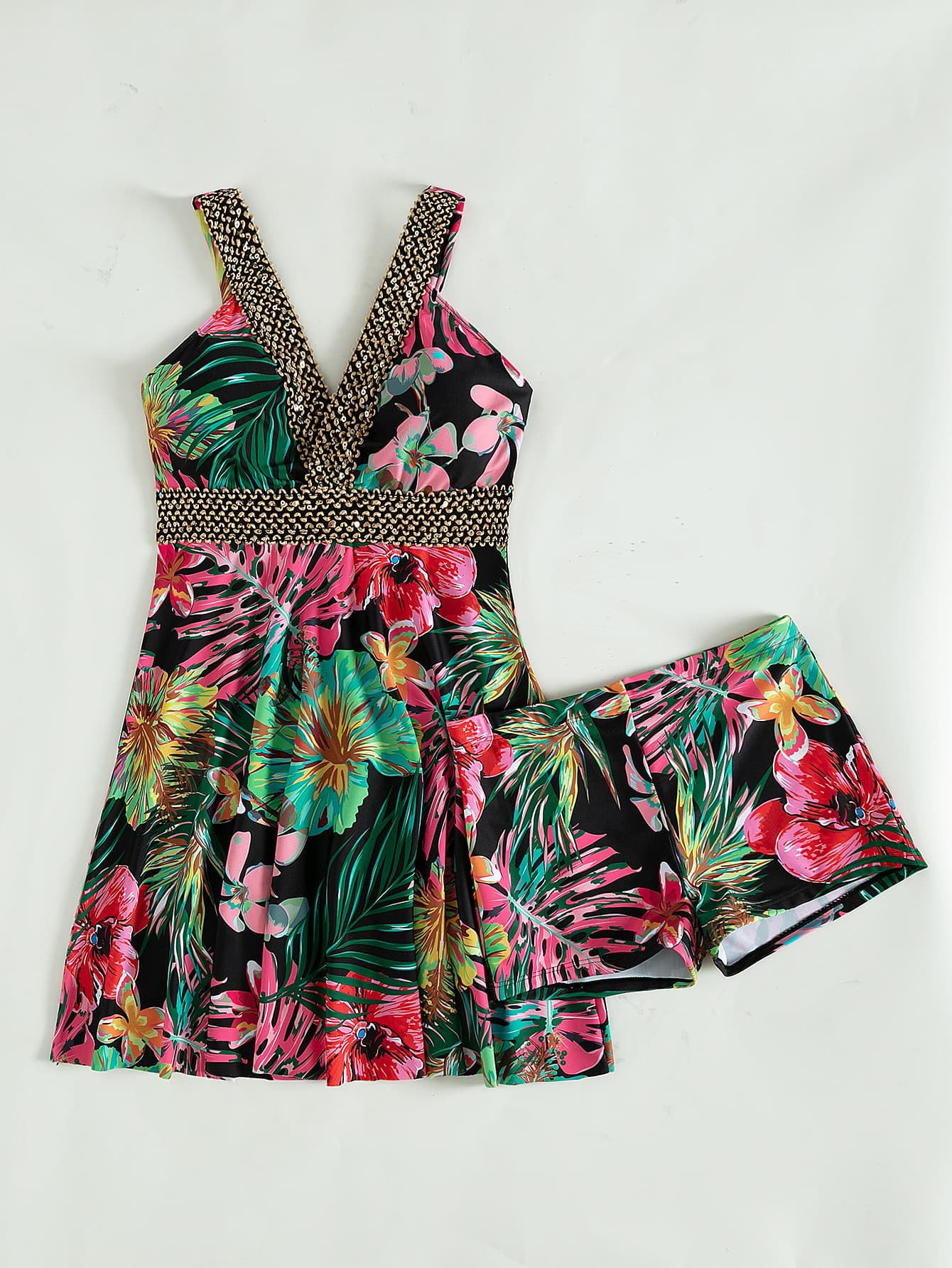 Floral Plunge Two-Piece Swimsuit
